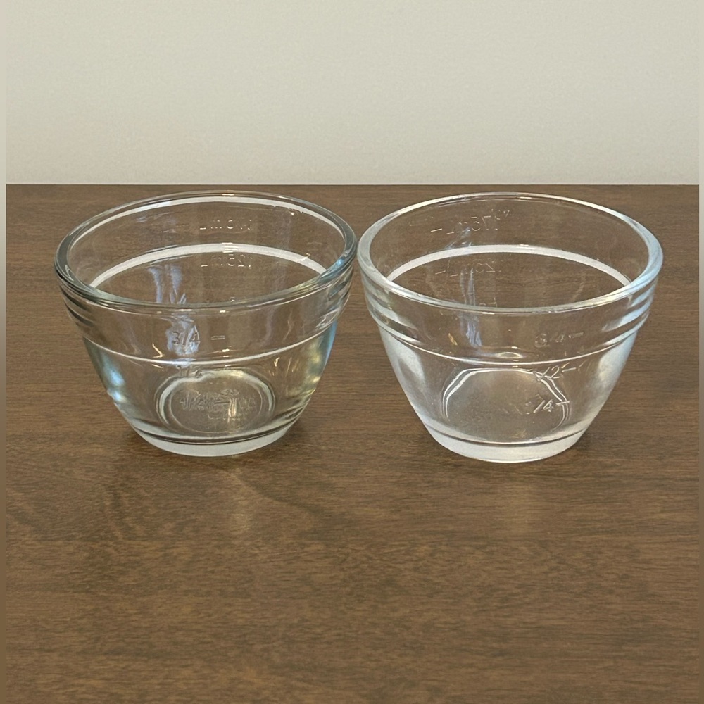 PAMPERED CHEF & EPICURE 3/4 CUP GLASS PREP MEASURING BOWLS ~ USED